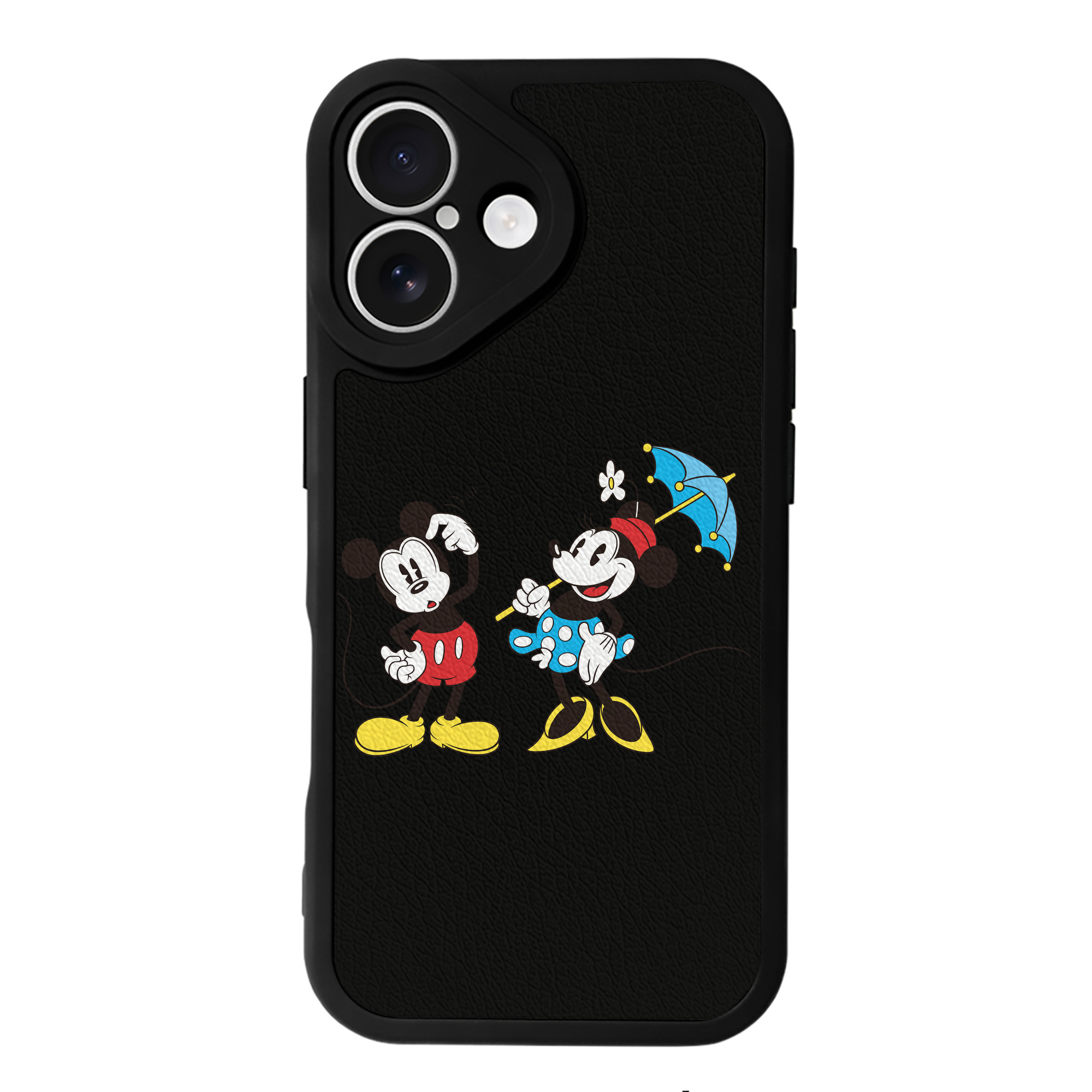 （画像用） ミッキーマウス Mickey Mouse 【iPhone 16シリーズ対応】シリコンスマホケース（レザー調） 材質：シリコン